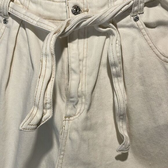 We The Free- Nova Cream White Paperbag Drop Crotch Shorts Belt- Size Small - Picture 6 of 9